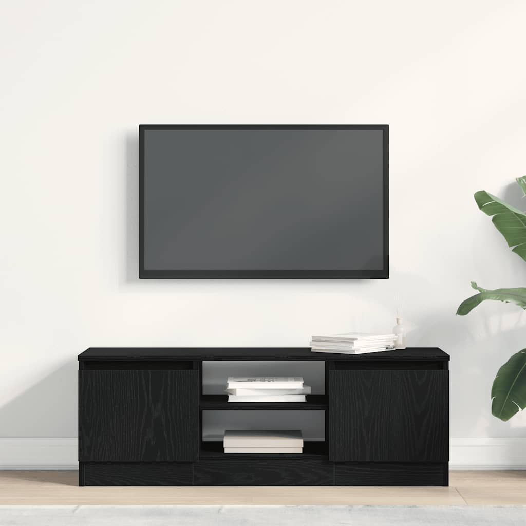 Mobile Porta TV Rovere Nero 102x30x36 cm in Legno Multistrato - homemem39