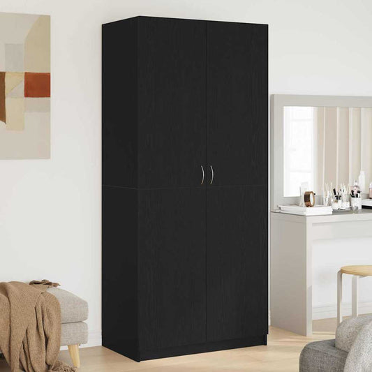 Guardaroba con porta Nero 90 x 52 x 200 cm Legno multistrato