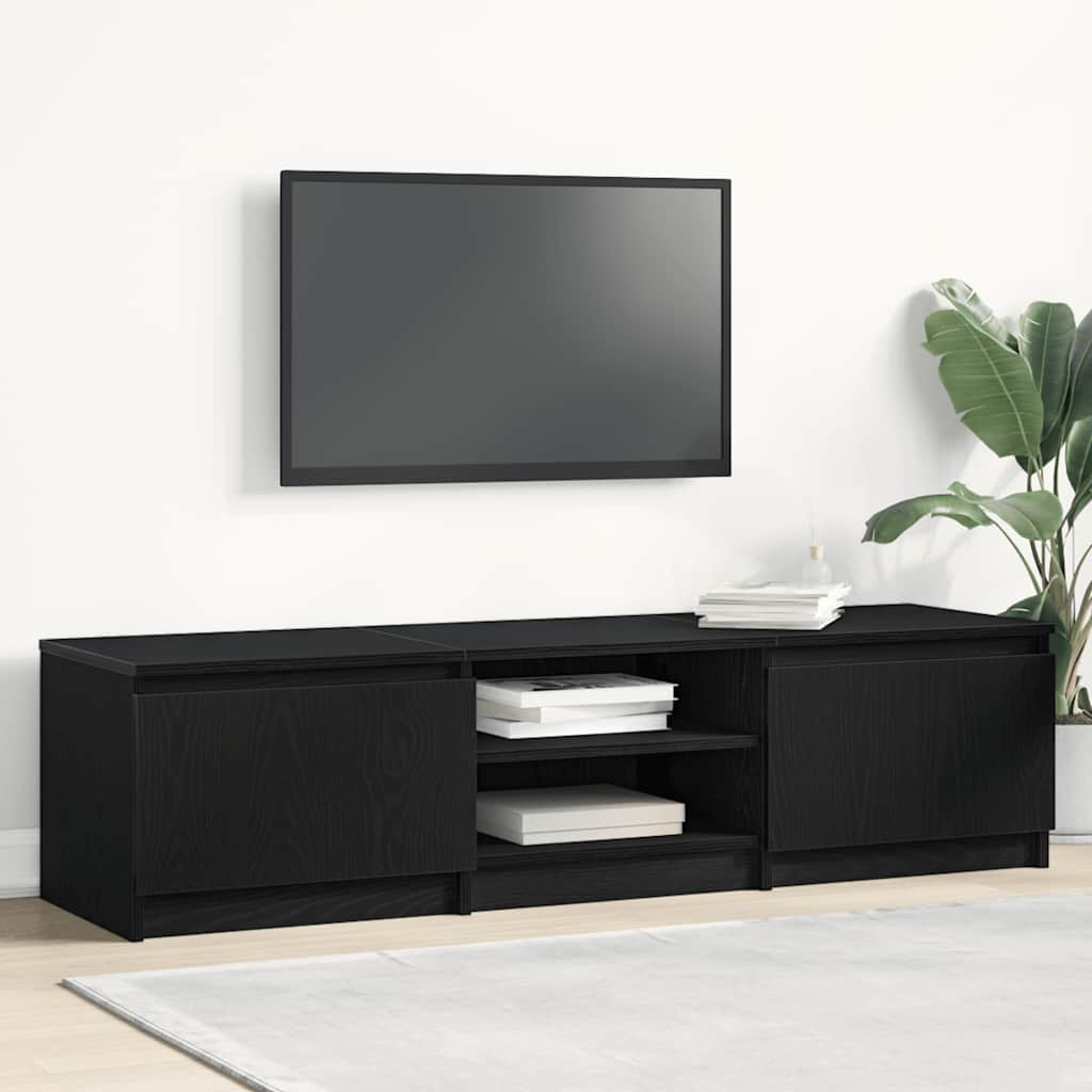 Mobile TV Rovere Nero 140x40x36 cm in Legno Multistrato - homemem39