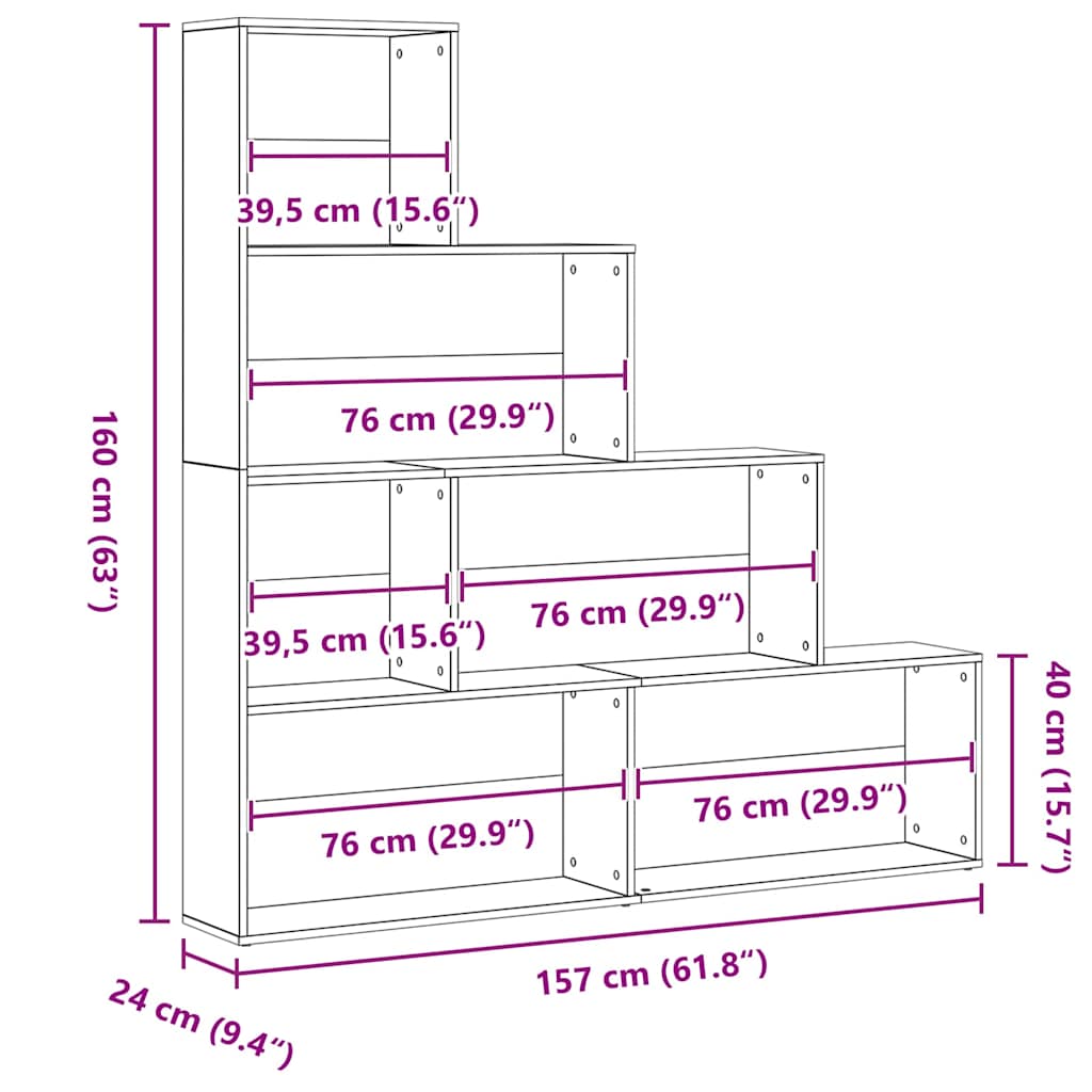 Armadio per Libri Rovere Nero 155 x 24 x 160 cm | homemem39