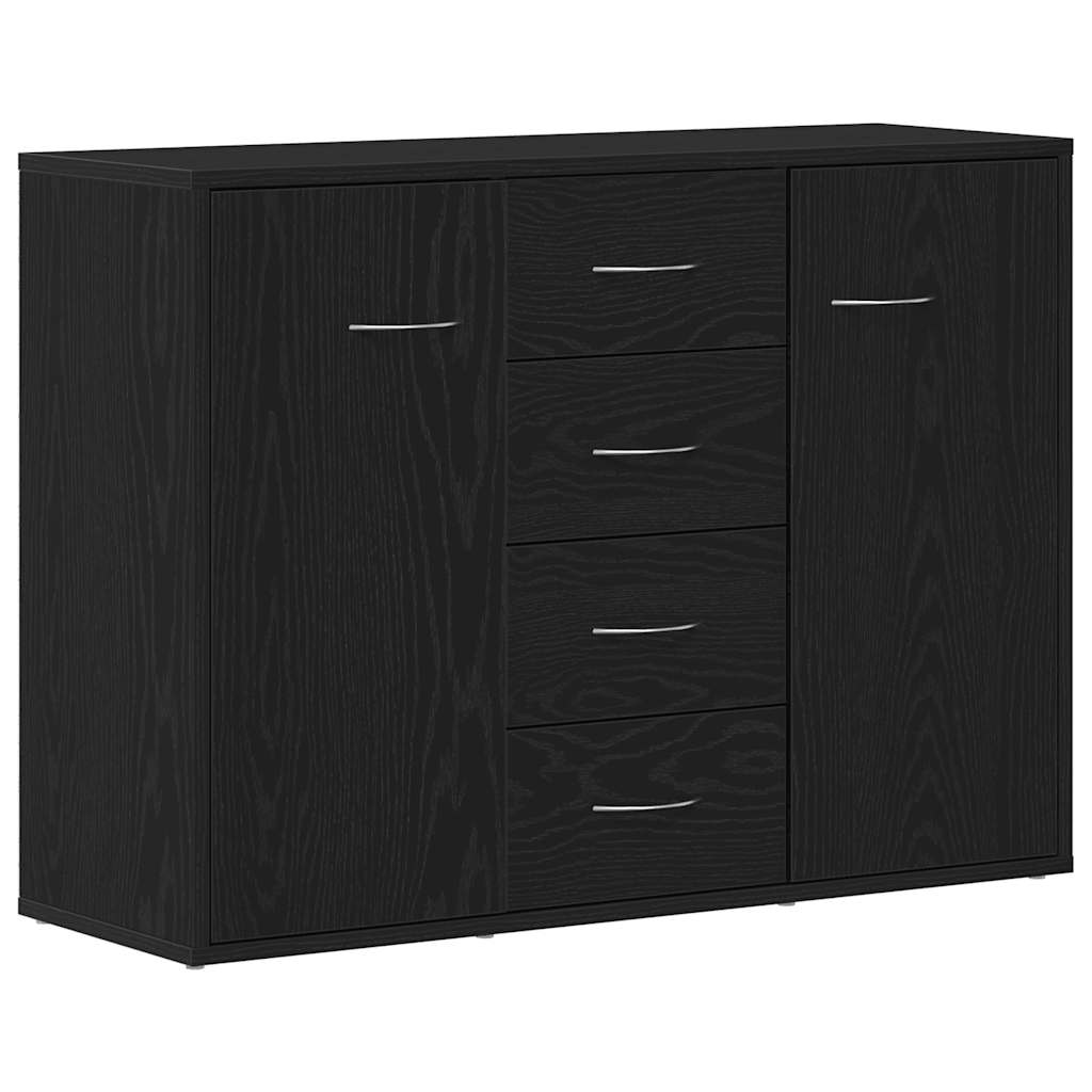 Credenza Rovere Nero 88x30x64 cm in Legno Multistrato - homemem39