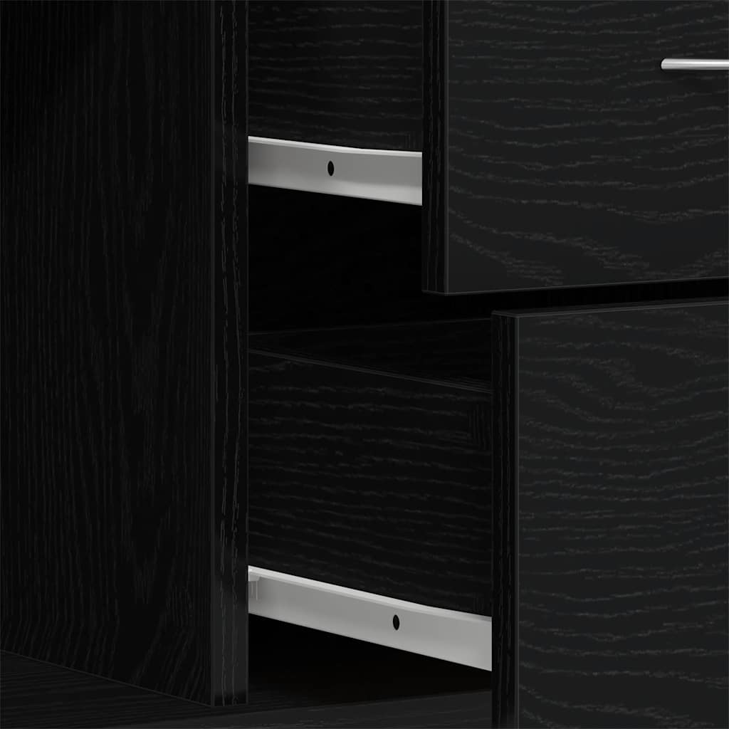 Credenza Rovere Nero 88x30x64 cm in Legno Multistrato - homemem39