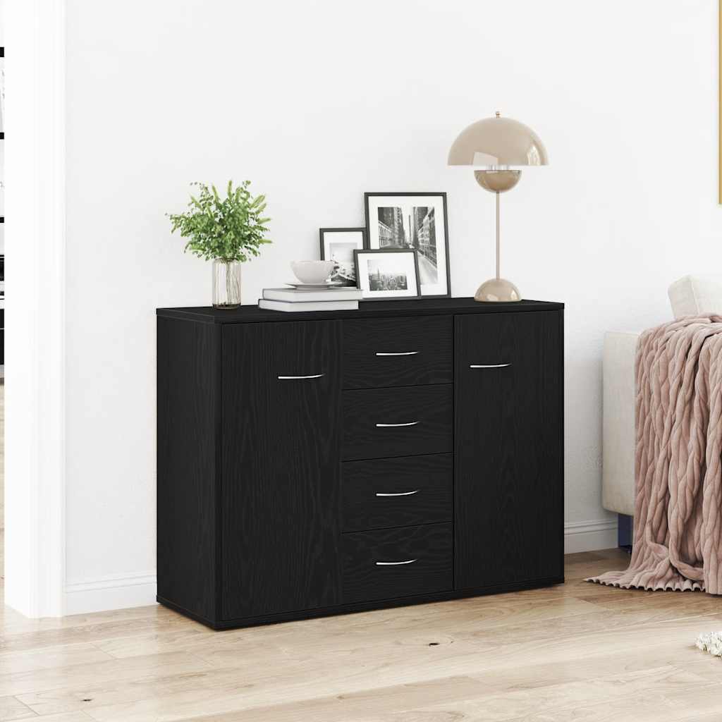 Credenza Rovere Nero 88x30x64 cm in Legno Multistrato - homemem39