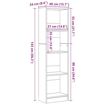 Libreria Rovere Nero 40x24x143 cm in Legno Multistrato