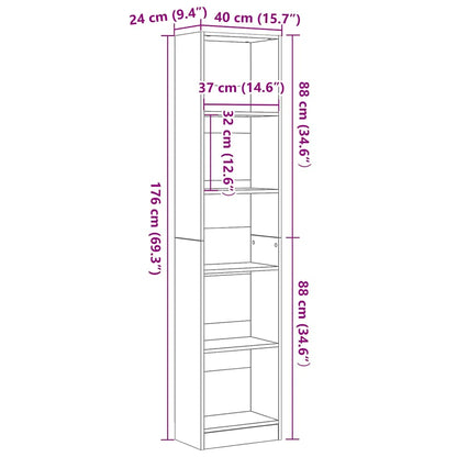 Libreria Rovere Nero 40x24x176 cm in Legno Multistrato | homemem39