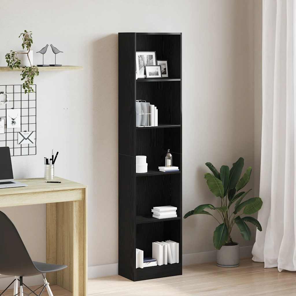 Libreria Rovere Nero 40x24x176 cm in Legno Multistrato | homemem39