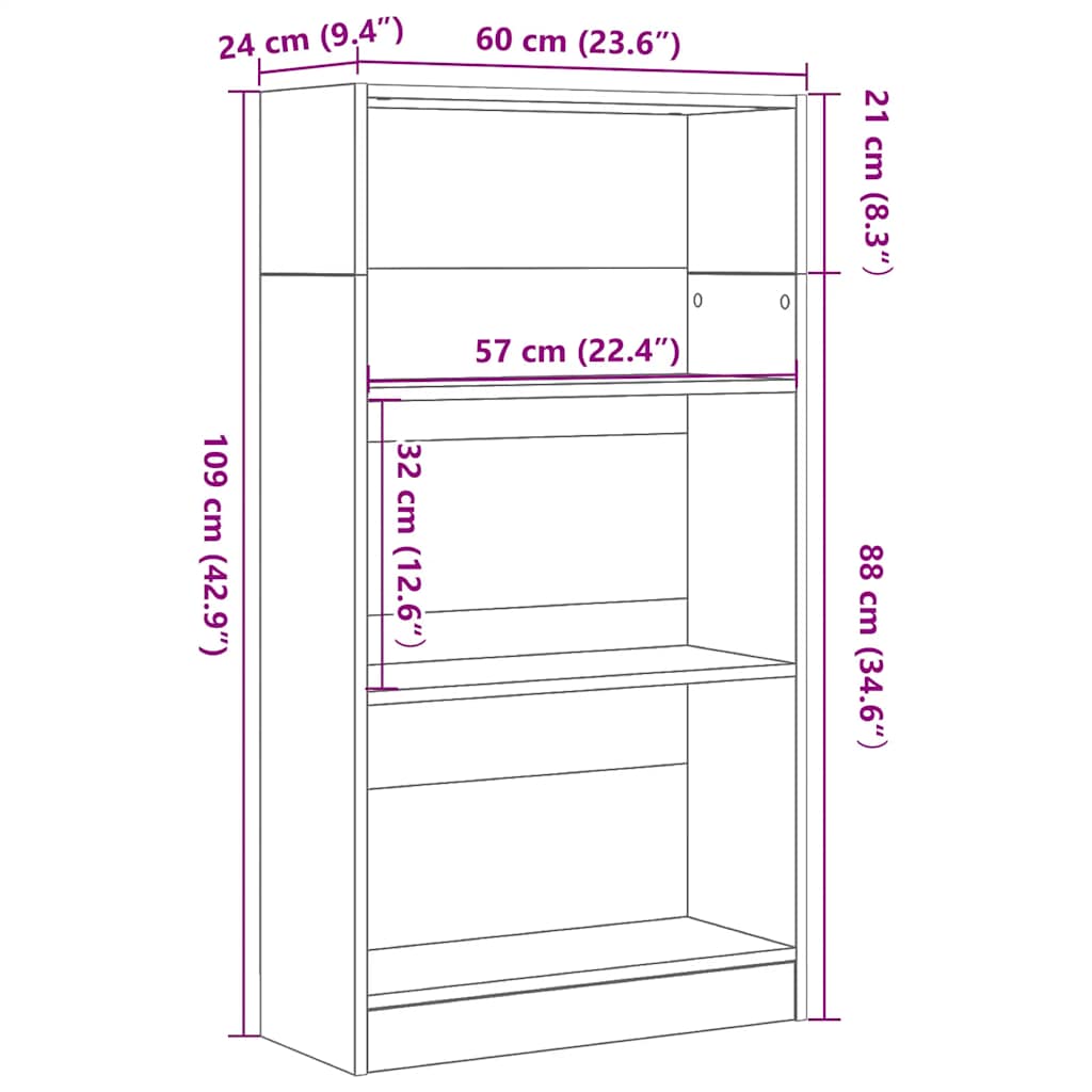 Libreria Rovere Nero 60x24x109 cm in Legno Multistrato | homemem39