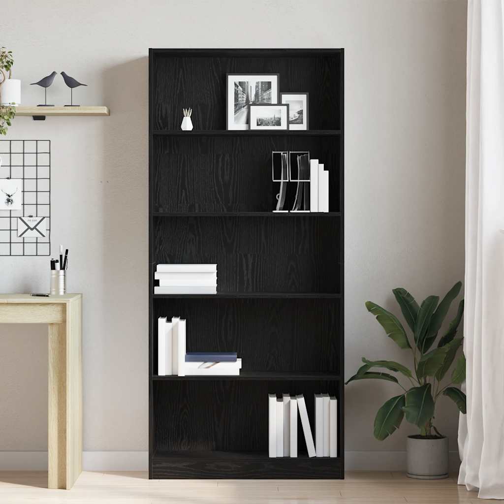 Libreria Rovere Nero 80x24x176 cm in Legno Multistrato | homemem39