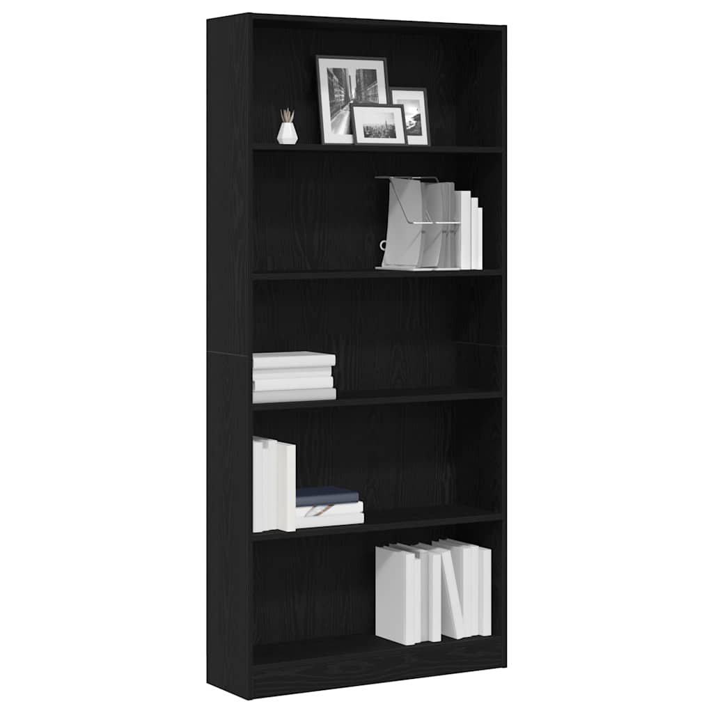 Libreria Rovere Nero 80x24x176 cm in Legno Multistrato | homemem39