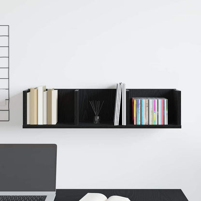 Scaffale da parete con lo scaffale Rovere Nero 75 x 18 x 18 cm