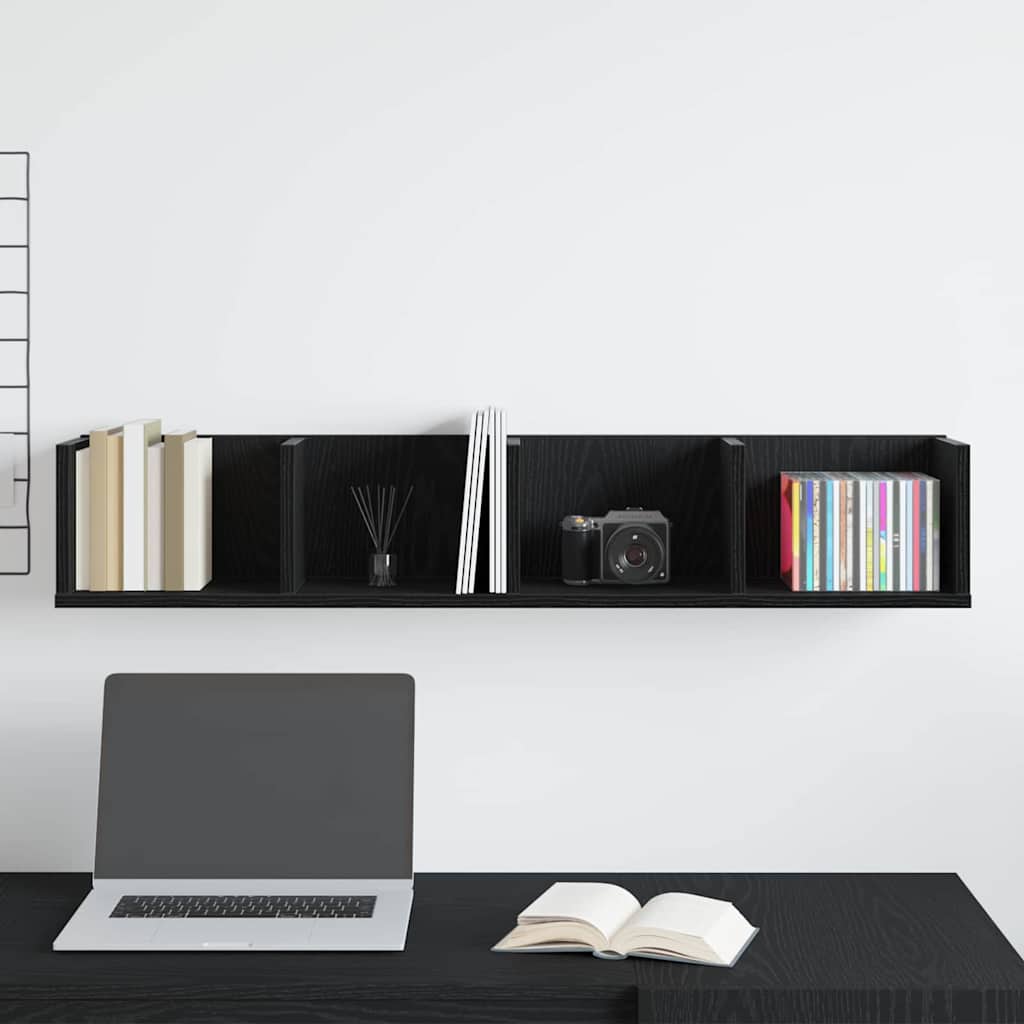 Scaffale da parete con lo scaffale Rovere Nero 100 x 18 x 18 cm