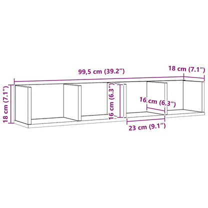 Scaffale da parete con lo scaffale Rovere Nero 100 x 18 x 18 cm | homemem39