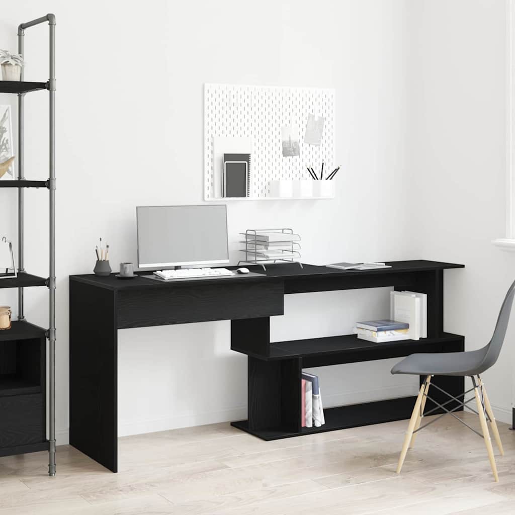 Scrivania Rovere Nero 200 x 50 x 76 cm Legno multistrato | homemem39