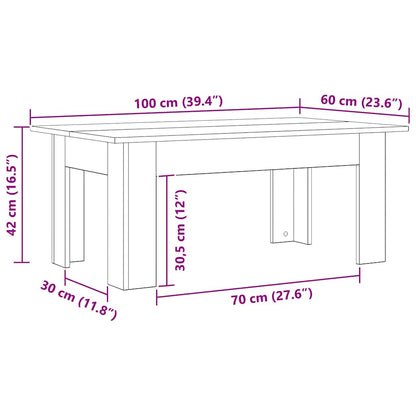 Tavolino da salotto Rovere Nero 100 x 60 x 42 cm