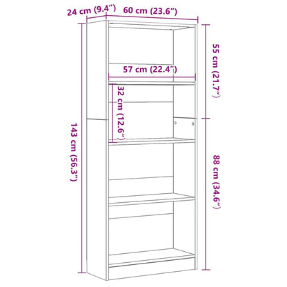 Libreria Rovere Nero 60 x 24 x 143 cm Legno multistrato | homemem39