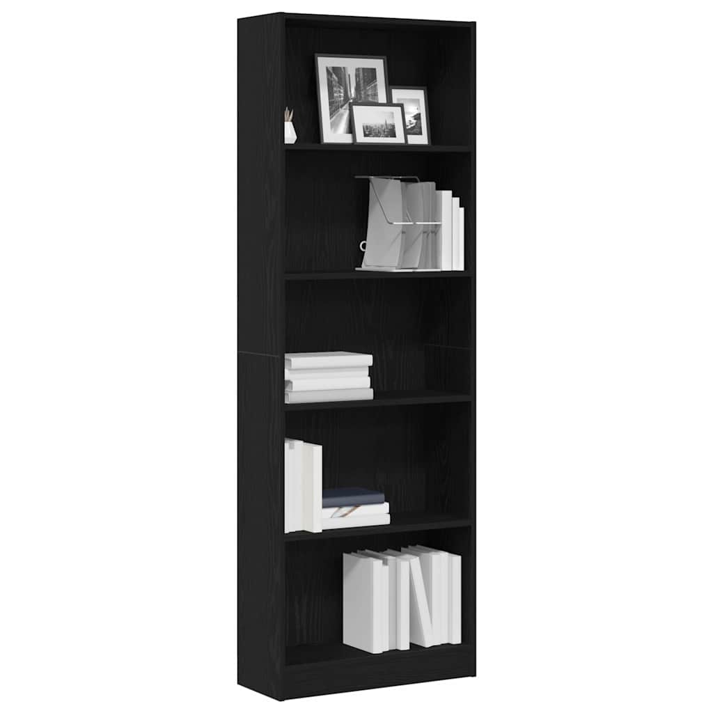 Libreria Rovere Nero 60 x 24 x 176 cm Legno multistrato