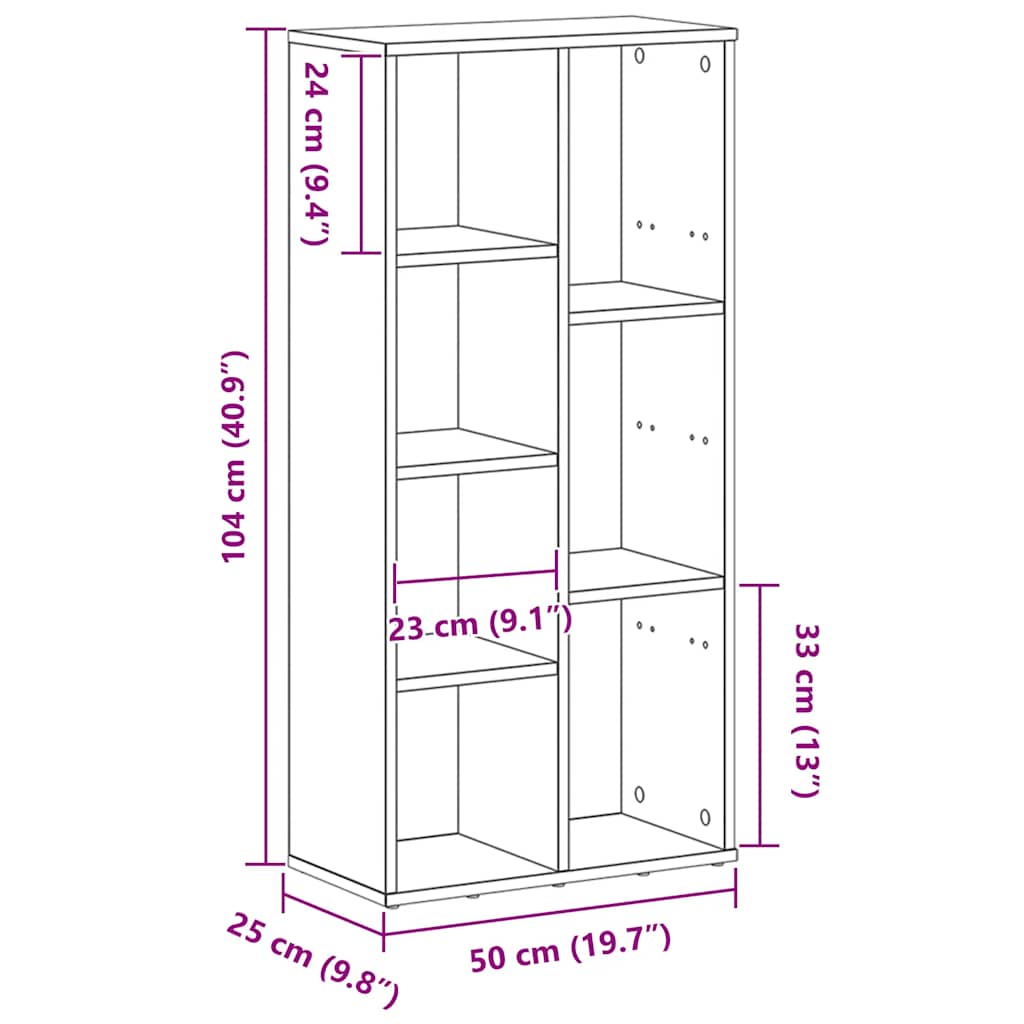 Libreria Rovere Nero 50x25x104 cm in Legno Multistrato | homemem39