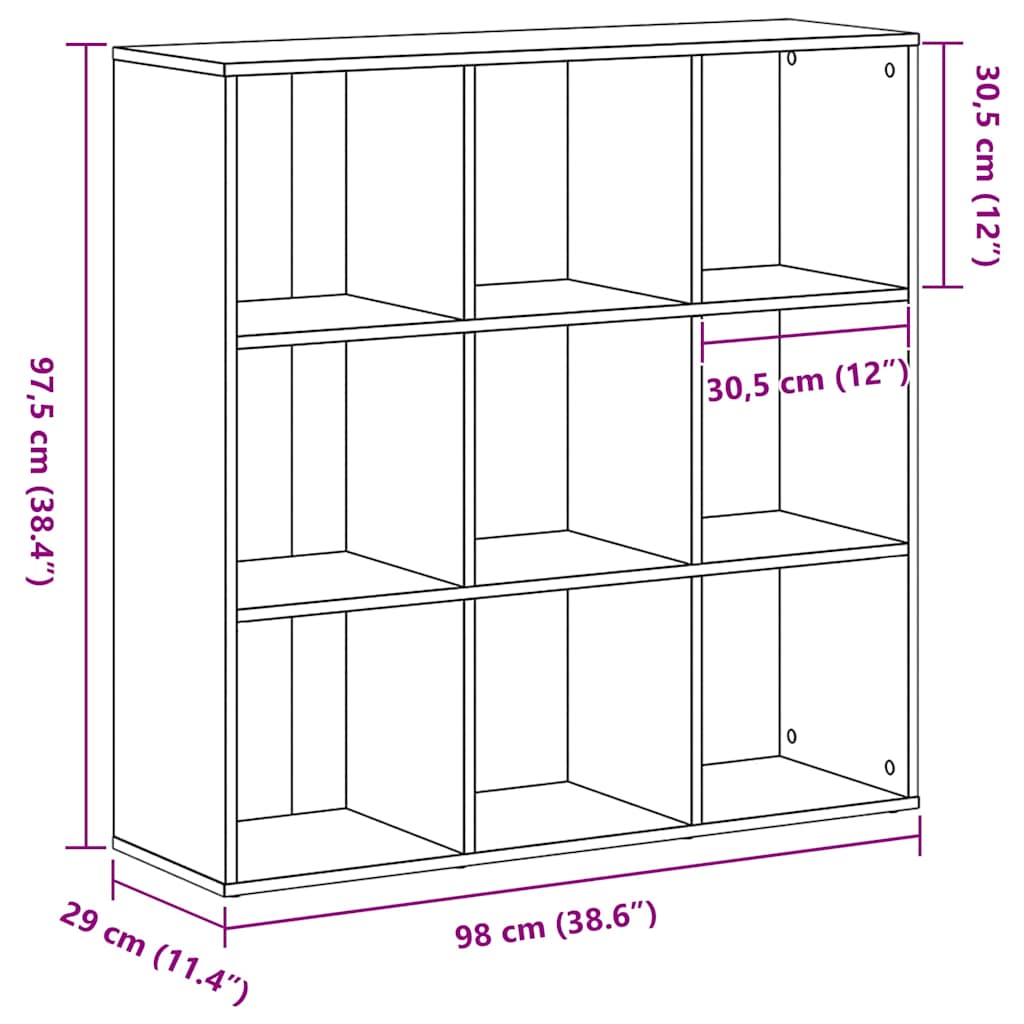 Mobile libreria Rovere Nero 98x29x97,5 cm in Legno Multistrato | homemem39