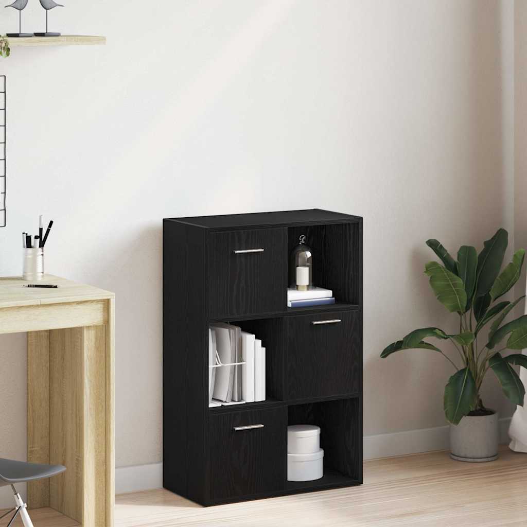 Libreria/Divisorio per ambienti Rovere Nero 60,5x30x90 cm