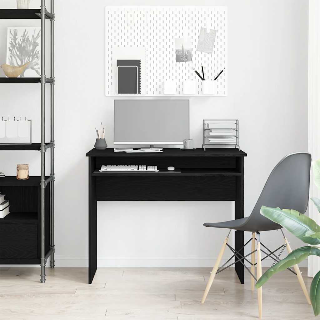 Scrivania Rovere Nero 90x50x74 cm in Legno Multistrato - homemem39