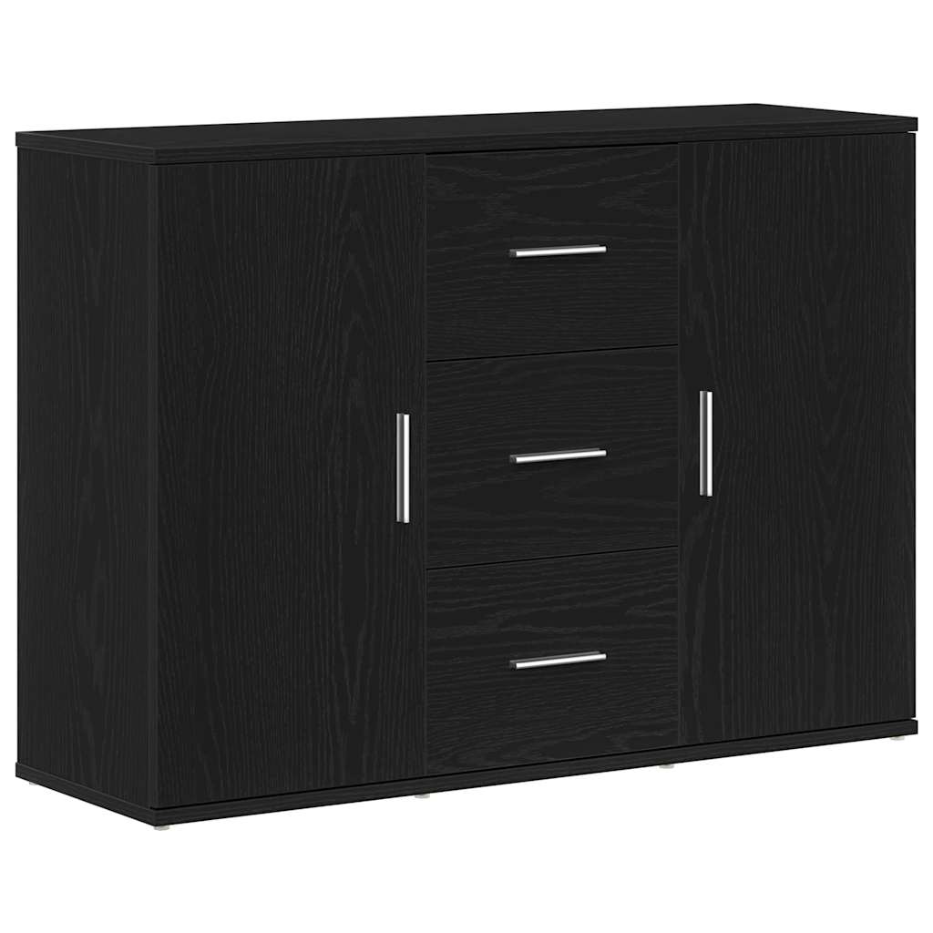 Credenza Rovere Nero 91x29,5x65 cm in Legno Multistrato - homemem39