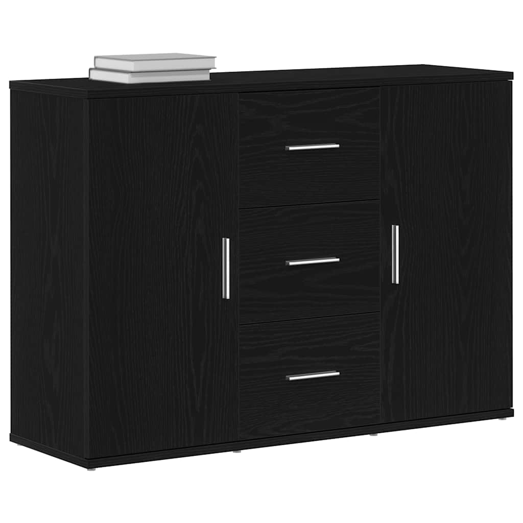 Credenza Rovere Nero 91x29,5x65 cm in Legno Multistrato - homemem39