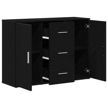 Credenza Rovere Nero 91x29,5x65 cm in Legno Multistrato - homemem39