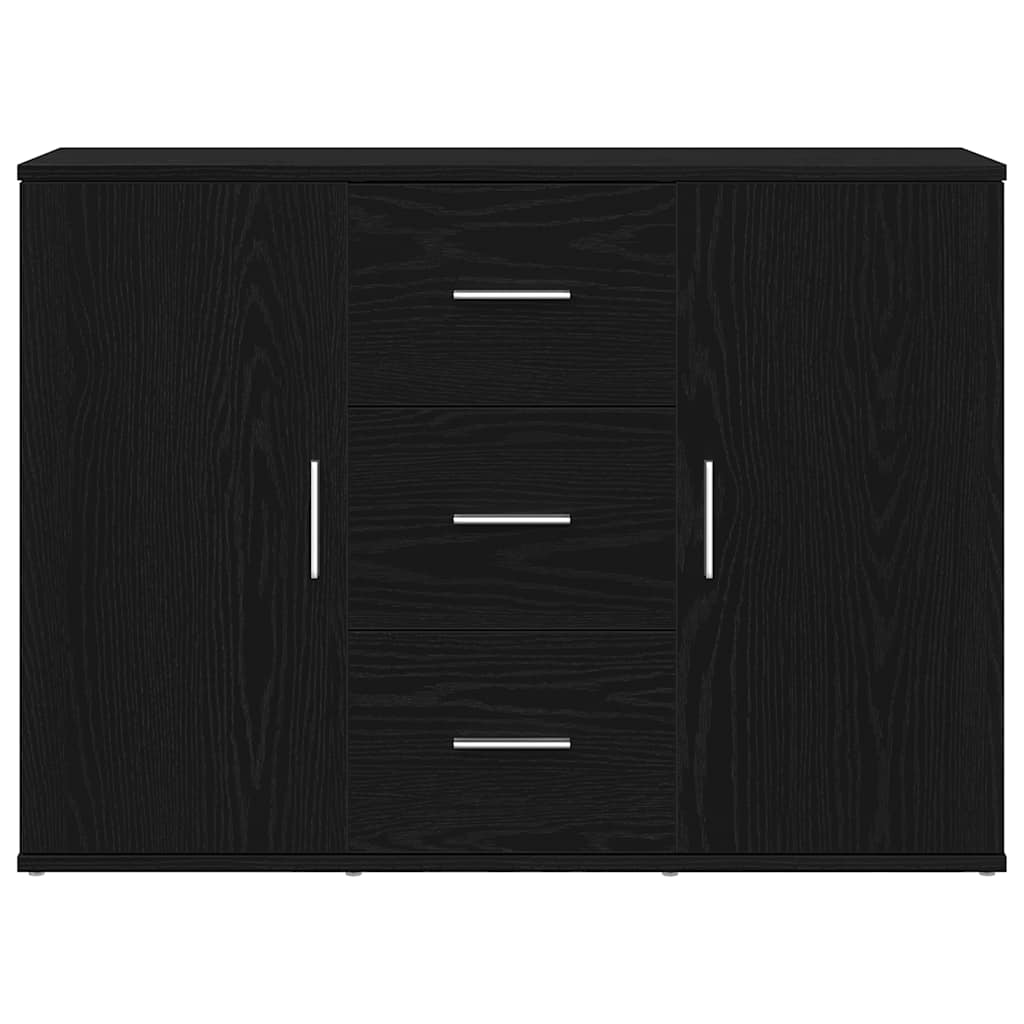 Credenza Rovere Nero 91x29,5x65 cm in Legno Multistrato - homemem39