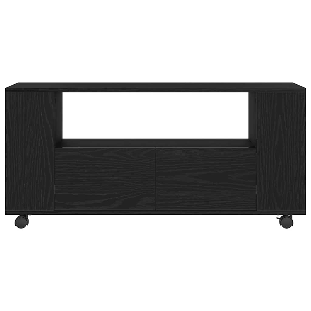 Mobile Porta TV con Ruote Rovere Nero 102x34,5x43 cm Truciolato | homemem39