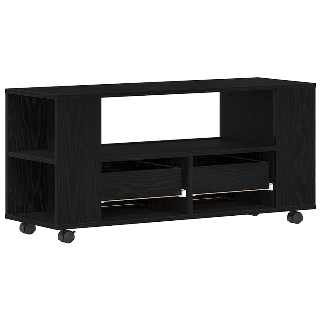 Mobile Porta TV con Ruote Rovere Nero 102x34,5x43 cm Truciolato | homemem39