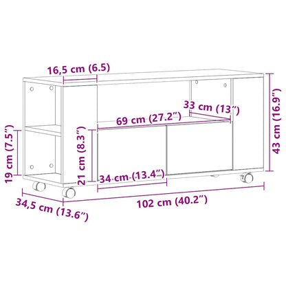 Mobile Porta TV con Ruote Rovere Nero 102x34,5x43 cm Truciolato