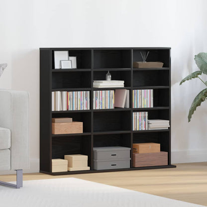 Mobile Porta CD Rovere Nero 100x23x89,5 cm Legno Multistrato | homemem39