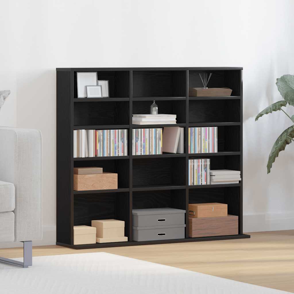 Mobile Porta CD Rovere Nero 100x23x89,5 cm Legno Multistrato - homemem39