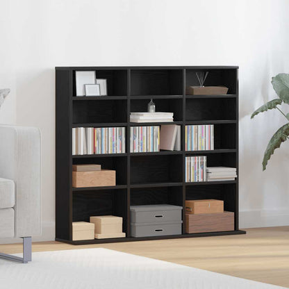 Mobile Porta CD Rovere Nero 100x23x89,5 cm Legno Multistrato - homemem39