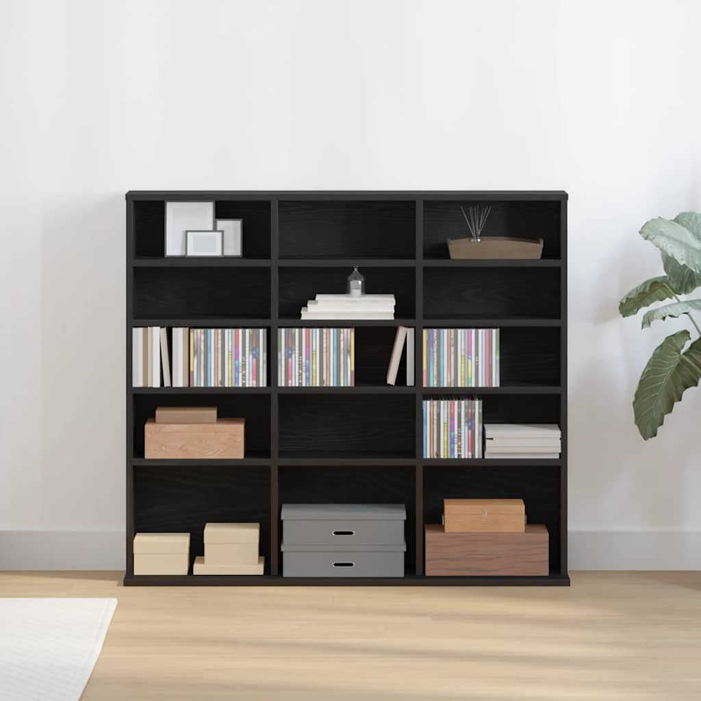 Mobile Porta CD Rovere Nero 100x23x89,5 cm Legno Multistrato - homemem39