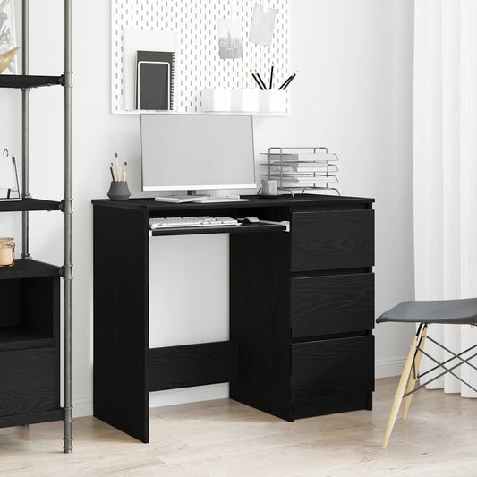 Scrivania Rovere Nera 90x45x76 cm in Legno Multistrato - homemem39