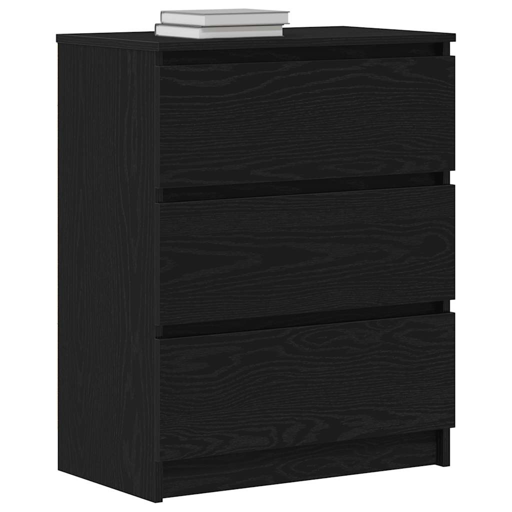 Credenza Rovere Nero 60x35x76 cm in Legno Multistrato