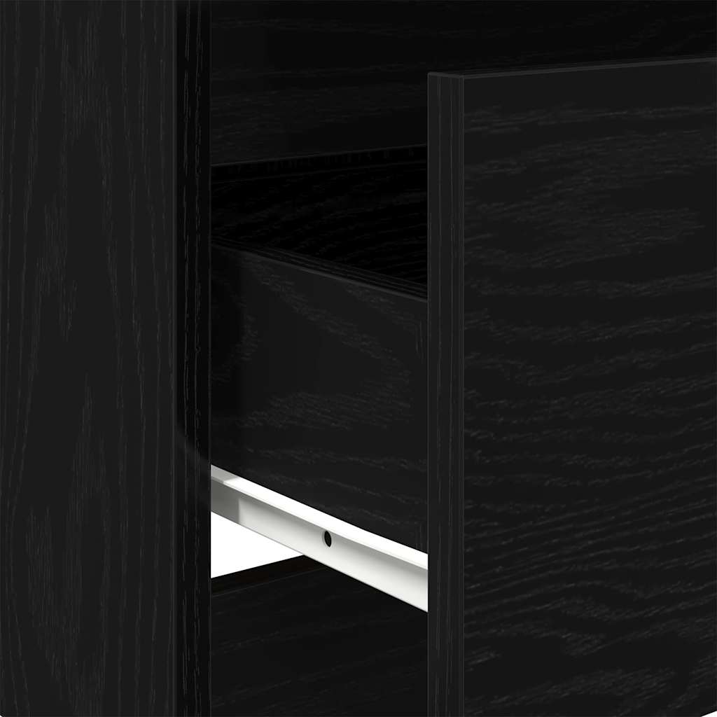 Credenza Rovere Nero 60x35x76 cm in Legno Multistrato