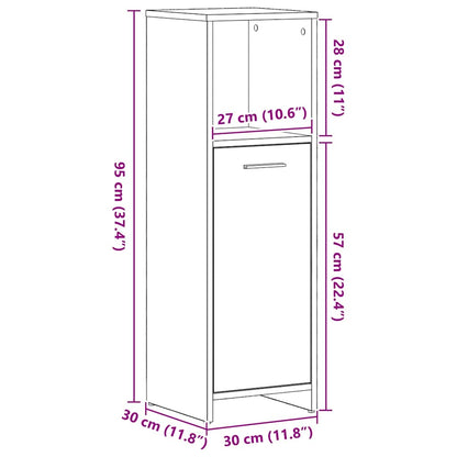 Mobiletto da bagno Rovere Nero 30x30x95 cm in Legno Multistrato | homemem39
