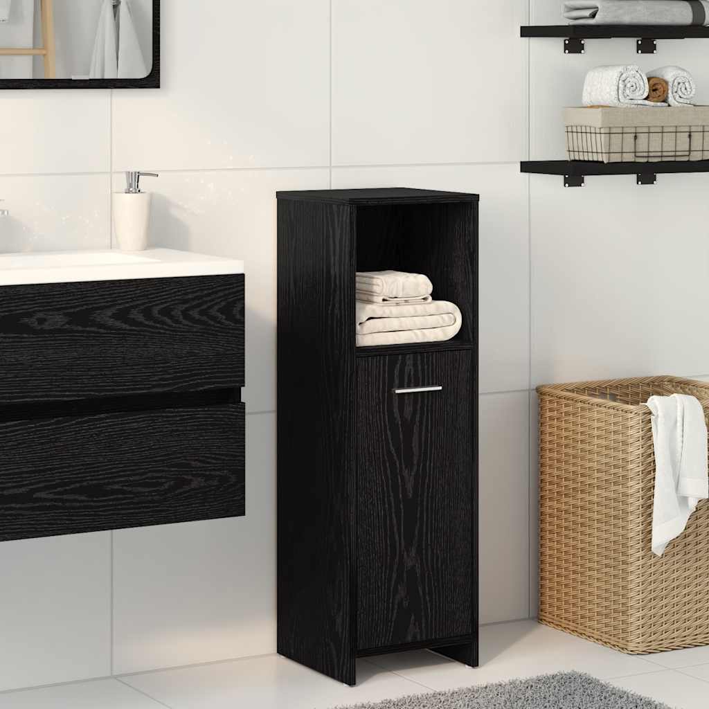 Mobiletto da bagno Rovere Nero 30x30x95 cm in Legno Multistrato