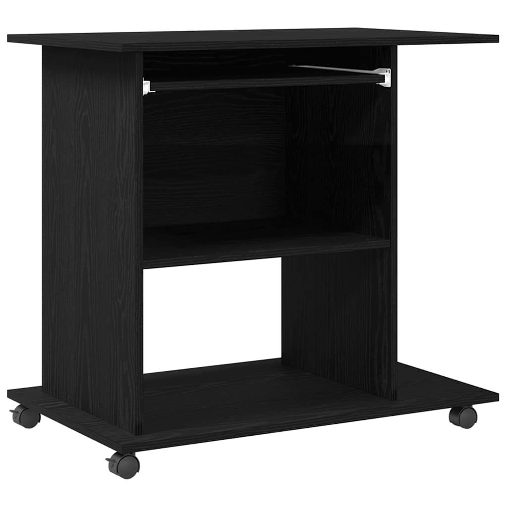 Scrivania per computer Rovere Nero 80x50x75 cm in Legno Multistrato | homemem39