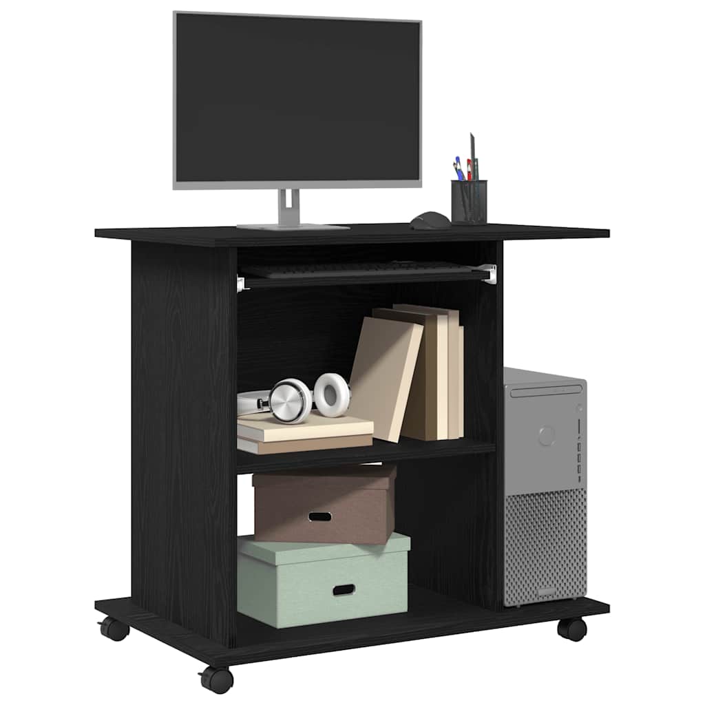 Scrivania per computer Rovere Nero 80x50x75cm Legno Multistrato
