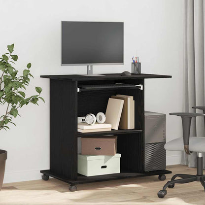 Scrivania per computer Rovere Nero 80x50x75 cm in Legno Multistrato | homemem39