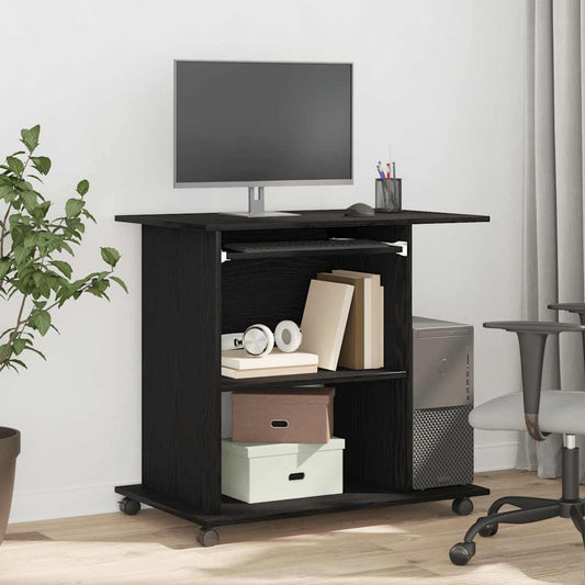 Scrivania per computer Rovere Nero 80x50x75 cm in Legno Multistrato | homemem39
