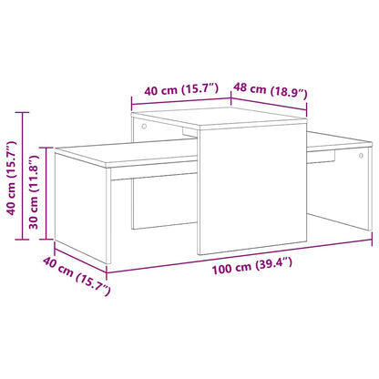 Tavoli da annidamento Rovere Nero 100 x 48 x 40 cm