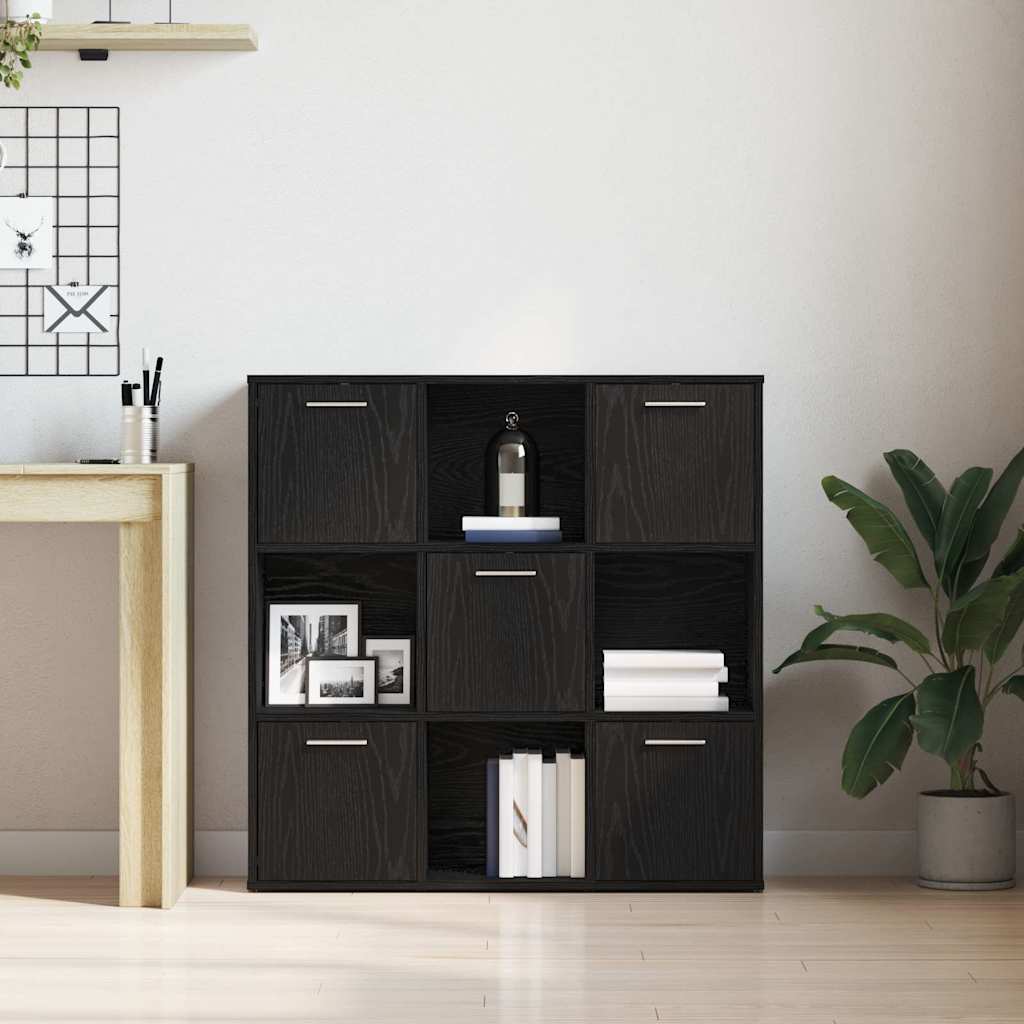 Libreria Rovere Nero 90x28x90 cm in Legno Multistrato | homemem39