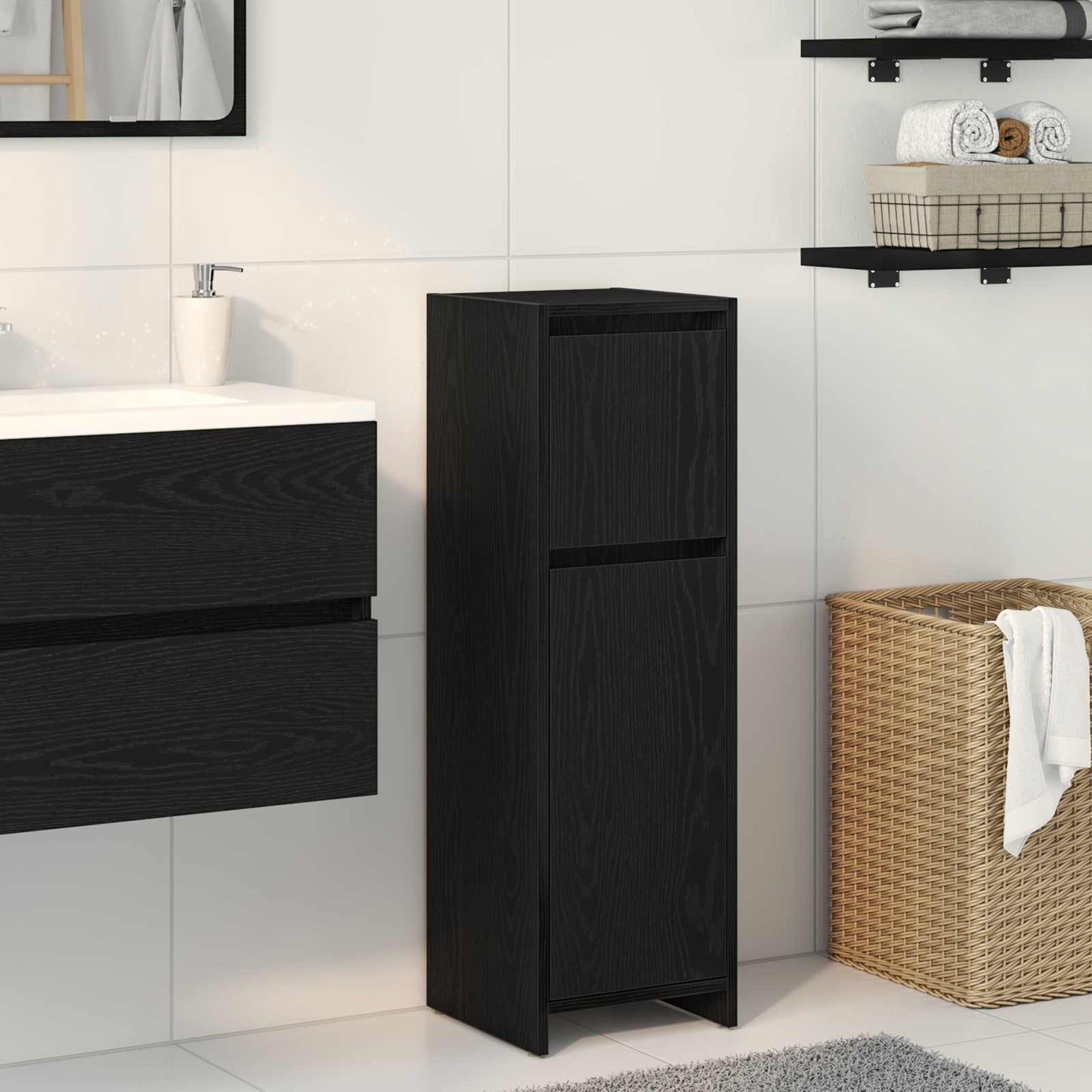 Mobile da Bagno Rovere Nero 30 x 30 x 95 cm | homemem39