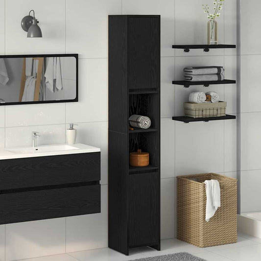 Mobile da Bagno con porta Rovere Nero 30 x 30 x 183,5 cm