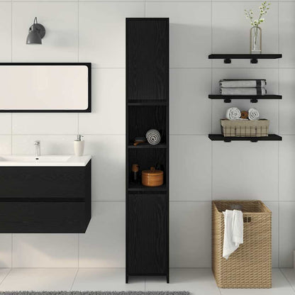 Mobile da Bagno con porta Rovere Nero 30 x 30 x 183,5 cm