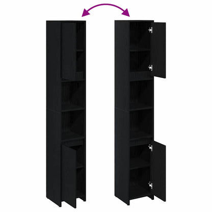 Mobile da Bagno con porta Rovere Nero 30 x 30 x 183,5 cm